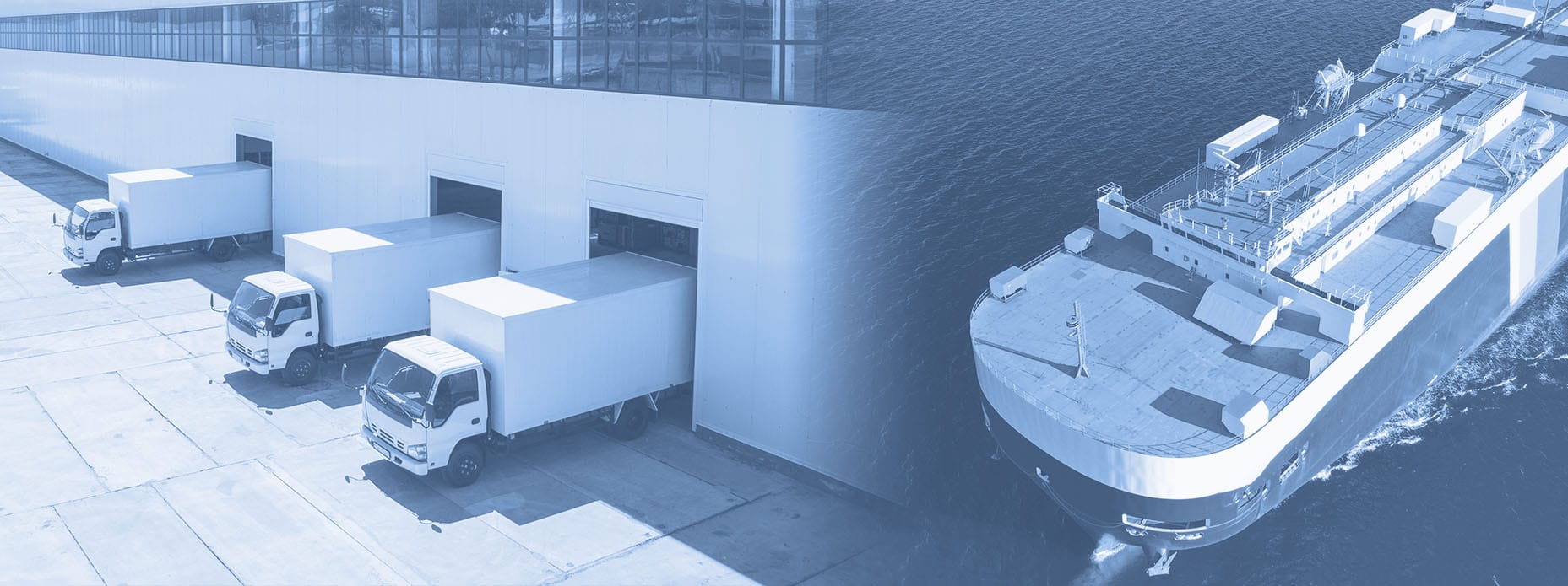 Used food machinery being exported by trucks and boat